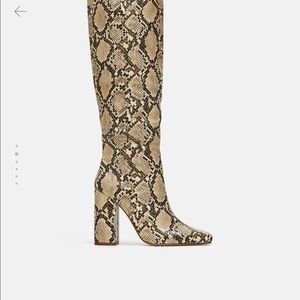 Zara Knee High Snakeskin boots